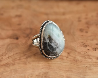 Amazonite Boho Ring - Mint Colored Ring - Unique Silversmith - Silversmith Ring