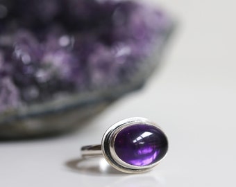 Amethyst East West Ring - Purple Amethyst Ring - AAA Amethyst - Silversmith - Sterling Silver