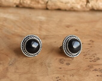 Western Black Onyx Posts - Black Onyx Earrings - Black Onyx Studs - Silversmith Posts