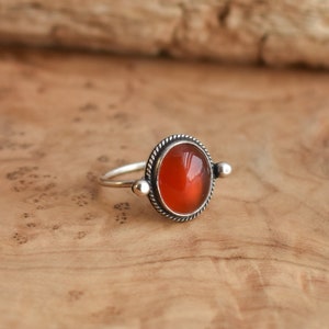 Red Agate Delica Ring - Silversmith Ring - Red Agate Ring - Feminine Jewelry