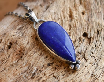 Blue Moon Lapis Lazuli Pendant - Lapis Lazuli - Lapis Necklace - Big Lapis Pendant - Silversmith Pendant