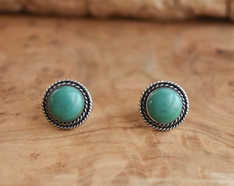 Western Turquoise Posts - American Turquoise Earrings - Turquoise Studs - Silversmith