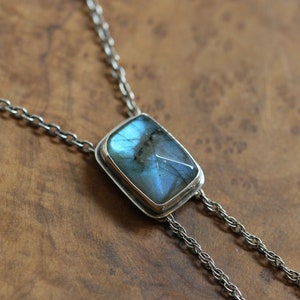 Faceted Labradorite Mock Bolo - Silversmith - .925 Sterling Silver - Labradorite Necklace