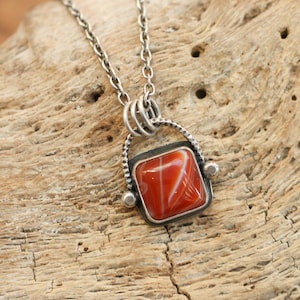 Chelsea Necklace - Red Agate Pendant - Silversmith - Red Agate Necklace