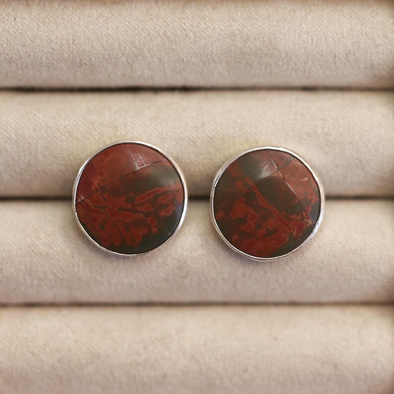 Red Creek Jasper Big Posts - Sterling Silver - Round Jasper Studs ...