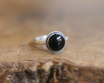 Black Agate Ring - Silversmith Ring - Western Ring - Black Onyx Stacking Ring