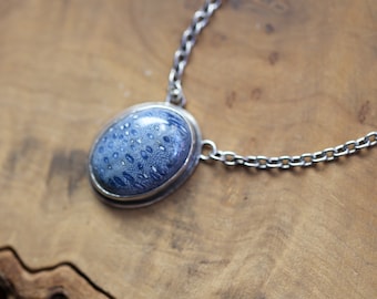 Ready to Ship - Blue Sponge Coral Necklace - Blue Sponge Coral Pendant - .925 Sterling Silver