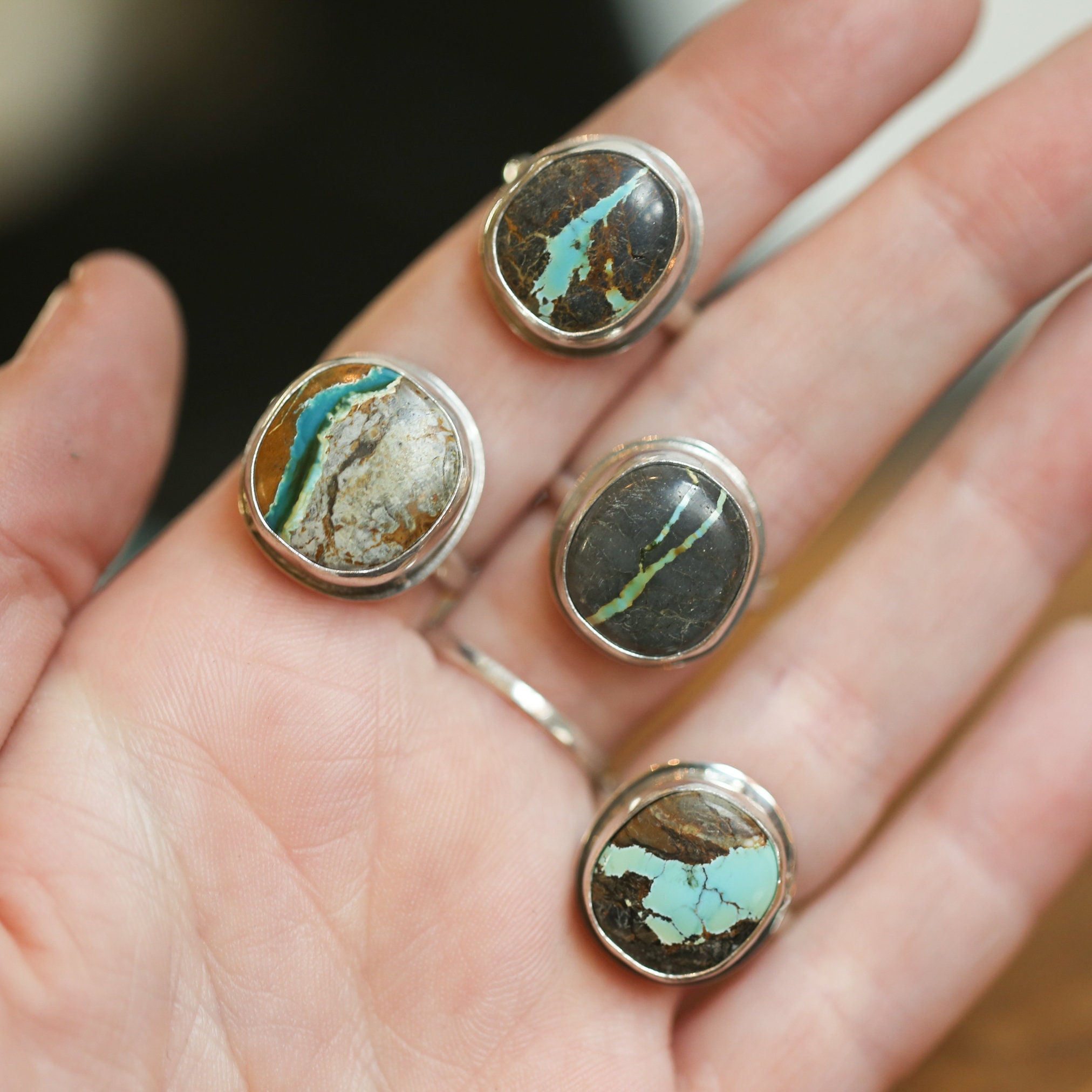 Sierra Nevada Turquoise Ring - OOAK Turquoise Ring - Ready to Ship - Silversmith