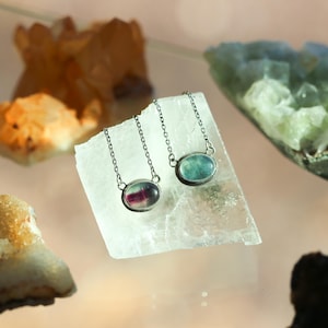 Rainbow Fluorite Pendant - Purple and Green Fluorite Pendant - Fluorite Necklace - Sterling Silver