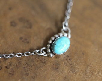 Zierliche Türkis Halskette - Bright Eyes Anhänger - Sterling Silber - Kette inklusive