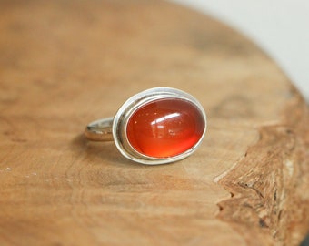 East West Carnelian Ring - Orange Carnelian Ring - Silversmith Ring