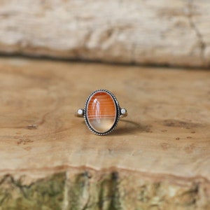 Delica Ring Red Banded Agate Ring Silversmith Ring Feminine Jewelry image 2