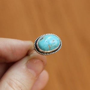 Kingman Turquoise Ring East West Turquoise Ring Sterling Silver Ring Silversmith Ring Textured Ring image 2