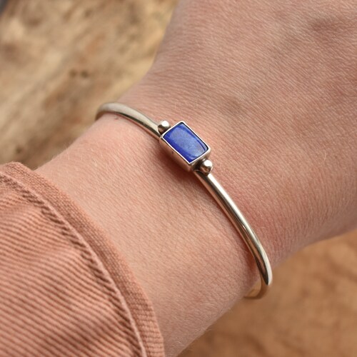Lapis Lazuli Cuff Bracelet - Lapis Bracelet - Lapis Lazuli shops Bangle - .925 Sterling Silver