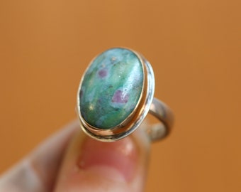 Ruby in Fuchsite Ring - Choose your Stone -  Boho Ring - .925 Sterling Silver - Big Ruby Ring