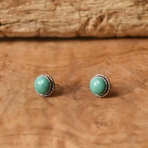 Hammered Turquoise Posts American Turquoise Earrings Turquoise Studs Silversmith image 2