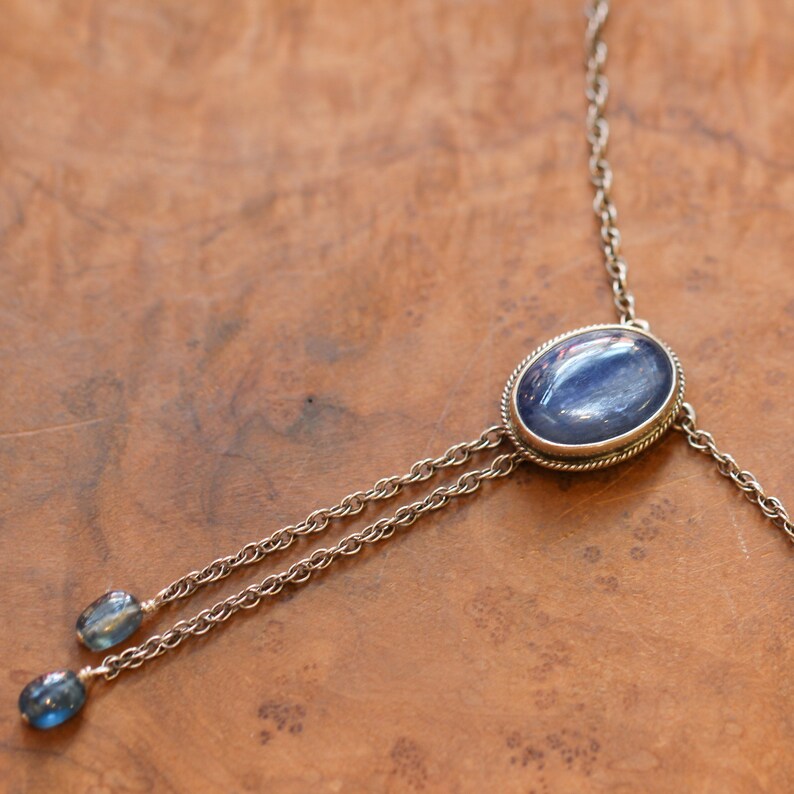 Ready to Ship Blue Kyanite Bolo Sterling Silver Mock Bolo Silversmith Kyanite Necklace image 3