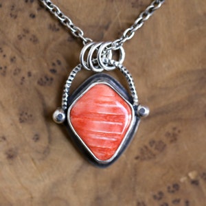 Ready to Ship Spiny Oyster Basket Pendant Spiny Oyster Necklace Chili Red Pendant .925 Sterling Silver image 4
