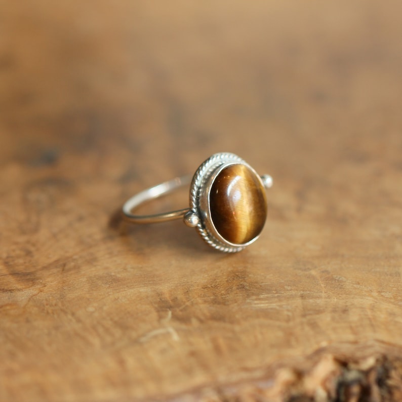 Tigers Eye Delica Ring Tigers Eye Ring .925 Sterling Silver Silversmith image 5