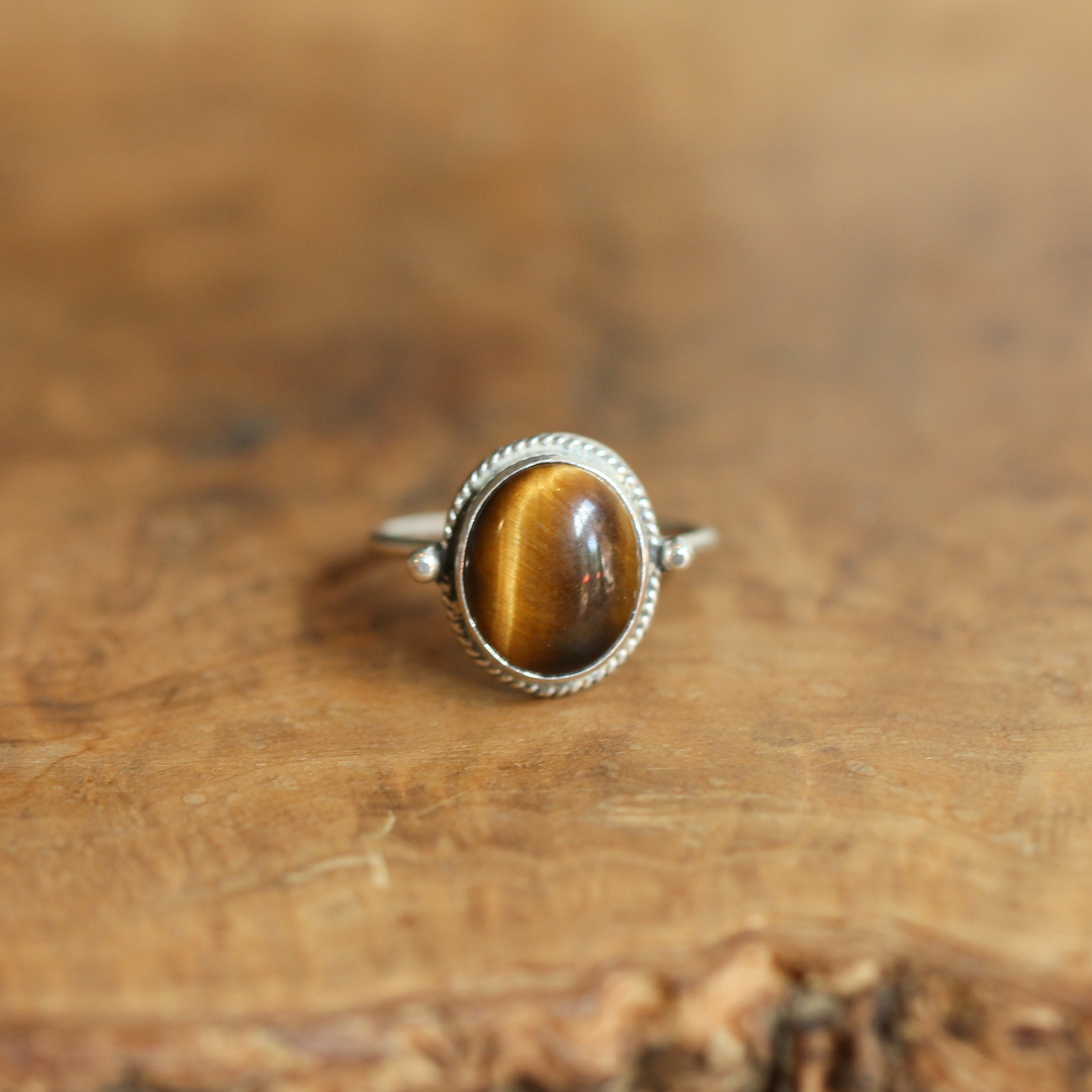 Tigers Eye Delica Ring - 925 Sterling Silver - Silversmith - Etsy