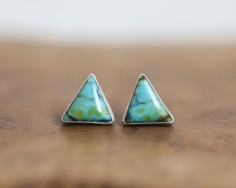 OOAK Blue Moon Turquoise Earrings - Blue Moon Turquoise Posts - Sterling Silver