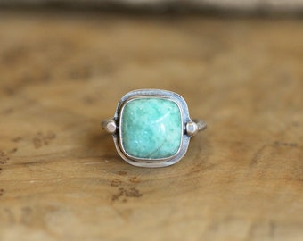 Russian Amazonite Chelsea  Ring - Soft Turquoise Ring - Silversmith - Silversmith Ring