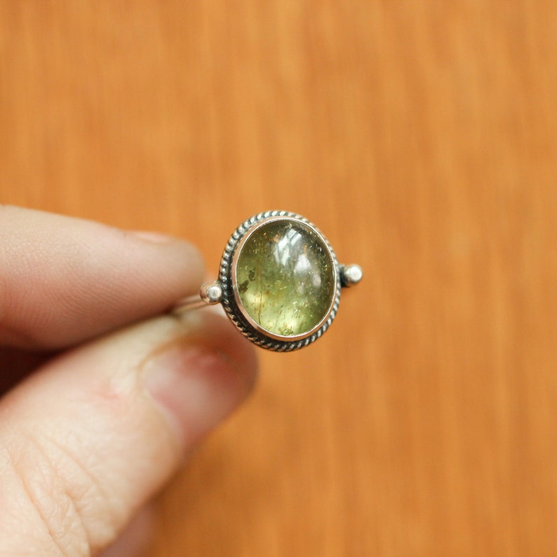 Cat Eye Apatite Delica Ring Silversmith Ring Cat Eye Apatite Ring dainty Green Ring image 3