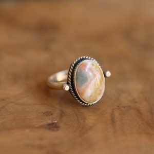 Ocean Jasper Lasso Ring -  Ocean Jasper Ring - Choose your own stone - Sterling Silver Ring