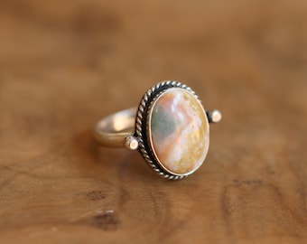 Ocean Jasper Lasso Ring -  Ocean Jasper Ring - Choose your own stone - Sterling Silver Ring