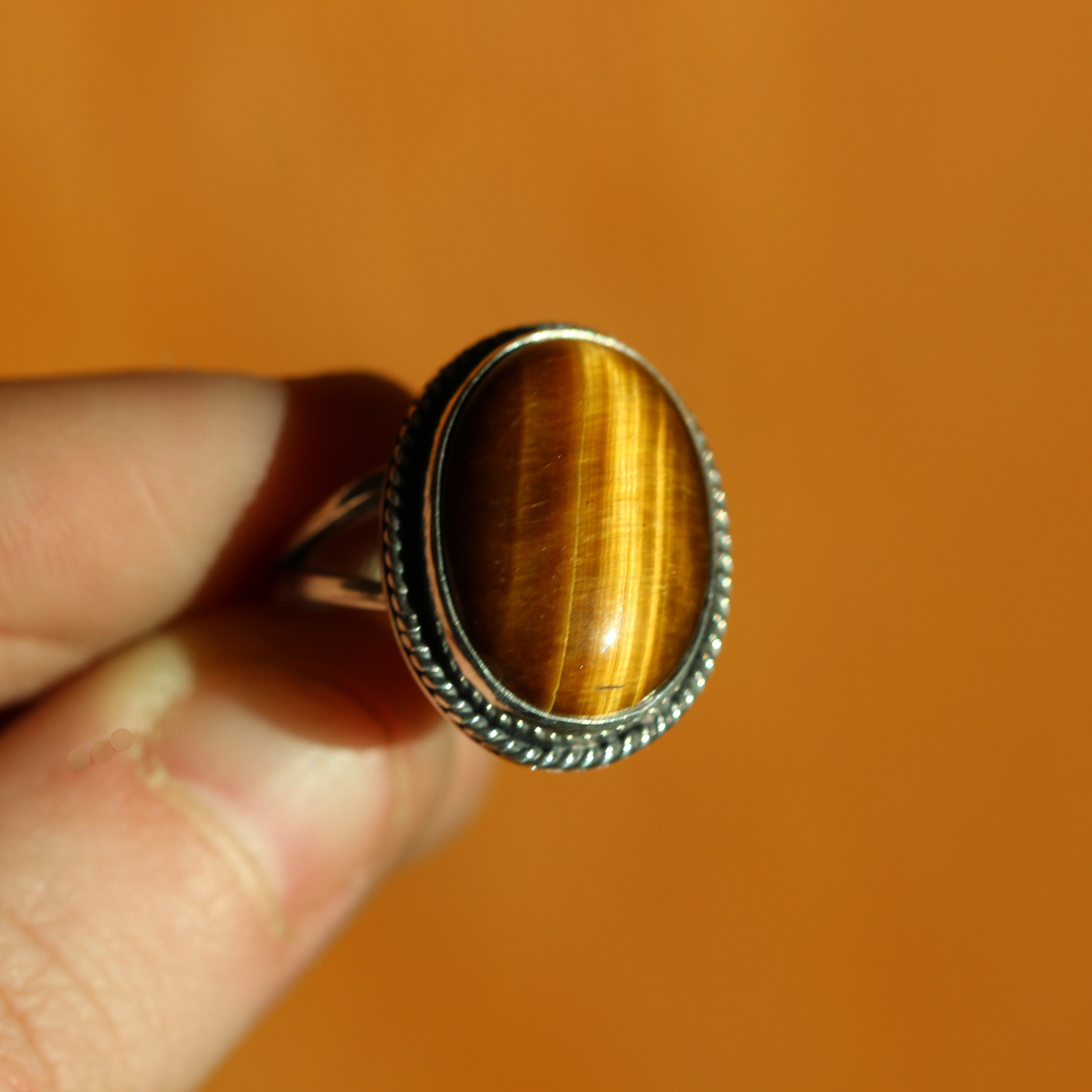 Boho Oval Tigers Eye Ring - .925 Sterling Silver - Etsy