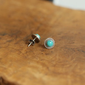 Small Western Turquoise Posts Boho Turquoise Earrings Turquoise Studs Silversmith image 6