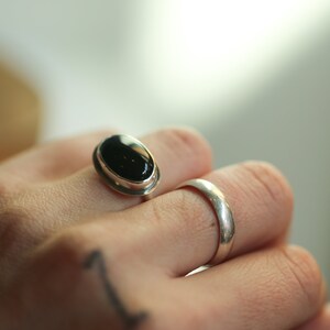 Black Onyx Ring Silversmith Ring East West Black Agate Oval Ring Silversmith image 5