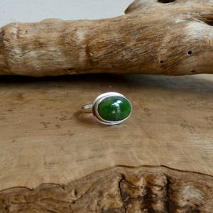 Nefrit Jade Ring - Grön Öst Väst Oval Ring - .925 Sterling Silver bild 6