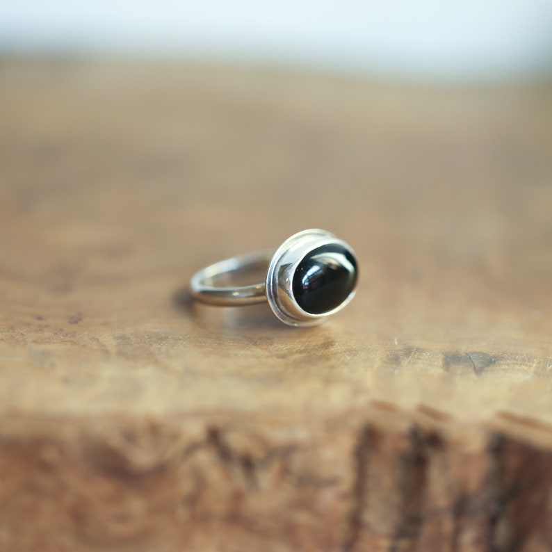 Black Onyx Ring Silversmith Ring East West Black Agate Oval Ring Silversmith image 3