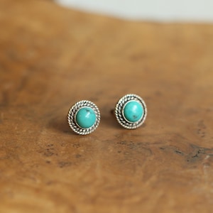 Small Western Turquoise Posts Boho Turquoise Earrings Turquoise Studs Silversmith image 3