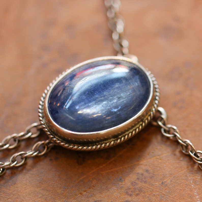 Ready to Ship Blue Kyanite Bolo Sterling Silver Mock Bolo Silversmith Kyanite Necklace image 5