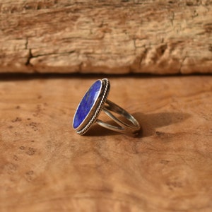 Lapis Lazuli Boho Ring Blue Lapis Ring Lapis Lazuli Ring Silversmith image 3