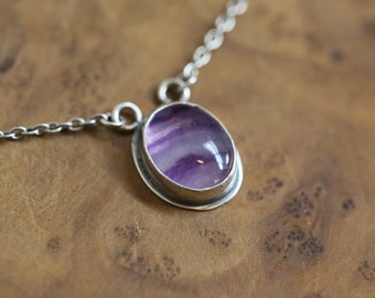 Rainbow Fluorite Pendant - Silversmith - Purple and Green Fluorite Pendant