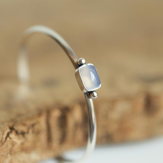 カルセドニーカフブレスレット - カルセドニーブレスレット - ブルー