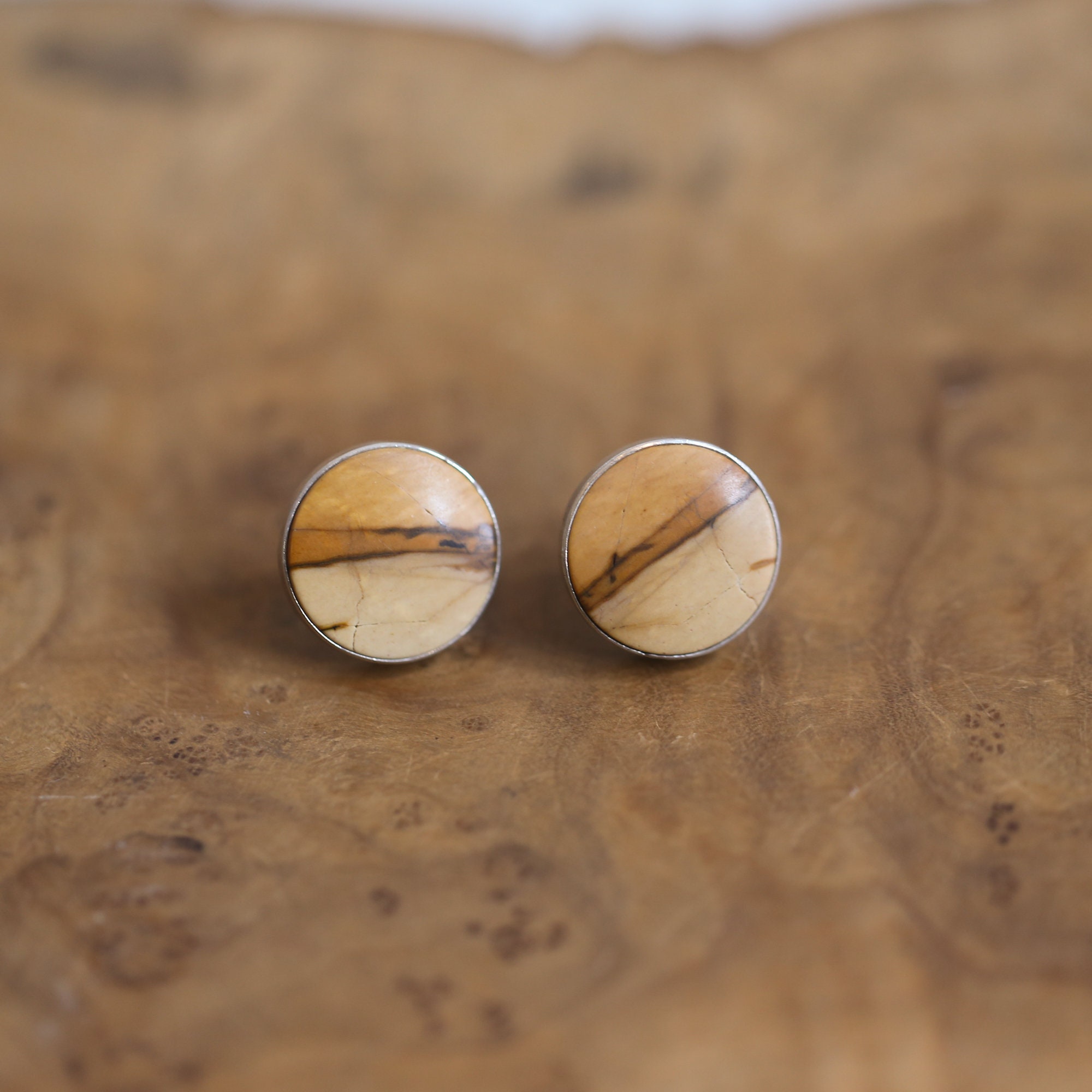 Red Creek Jasper Big Posts - Sterling Silver - Round Jasper Studs ...