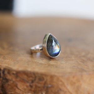 Big Labradorite Ring .925 Sterling Silver Choose your Own Flashy Labradorite Pear image 5