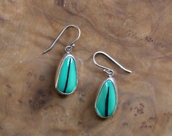Orecchini pendenti in argento sterling con variscite rosa smeraldo - Gioielli fatti a mano