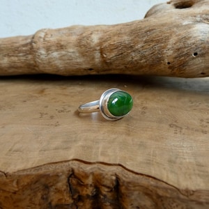 Nefrit Jade Ring - Grön Öst Väst Oval Ring - .925 Sterling Silver bild 4