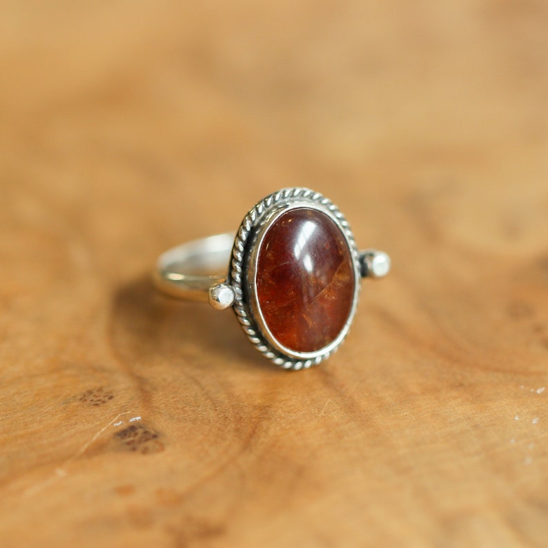 Hessonite Garnet Lasso Ring Garnet Ring .925 Sterling Silver Silversmith image 2