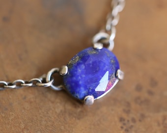 Faceted Lapis Pendant - Lapis Lazuli Necklace - Silversmith Pendant - Lapis Necklace