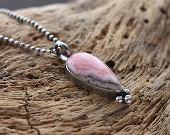 Sweetheart Pendant - Rhodochrosite Pendant - Silversmith Pendant - Sterling Silver