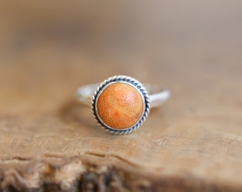 Red Sponge Coral Ring - Silversmith Ring - Western Red Coral Ring - Sterling Silver