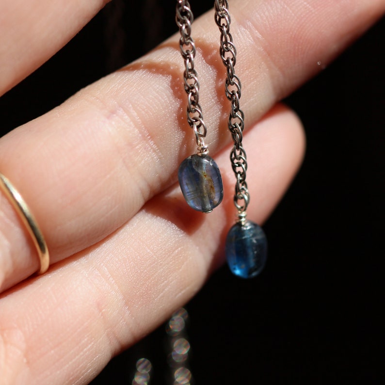 Ready to Ship Blue Kyanite Bolo Sterling Silver Mock Bolo Silversmith Kyanite Necklace image 8