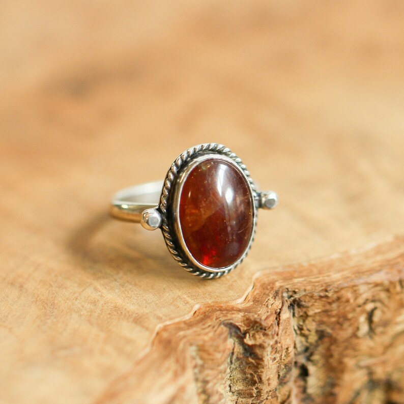 Hessonite Garnet Lasso Ring Garnet Ring .925 Sterling Silver Silversmith image 1