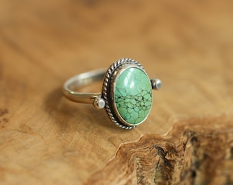 Turquoise Lasso Ring - Natural Turquoise Ring - Silversmith Ring - Delica Ring